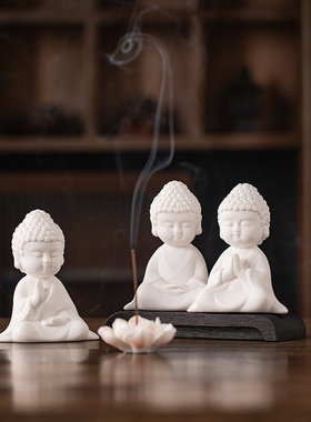 禅意白瓷如来线香炉香插摆件中式佛像茶宠家居客厅茶桌茶空间