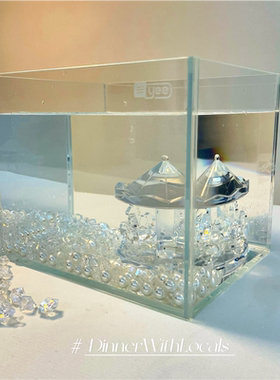 DIY 泰国斗鱼透明旋转木马 夏天冰块珍珠治愈清凉 鱼缸造景微景观