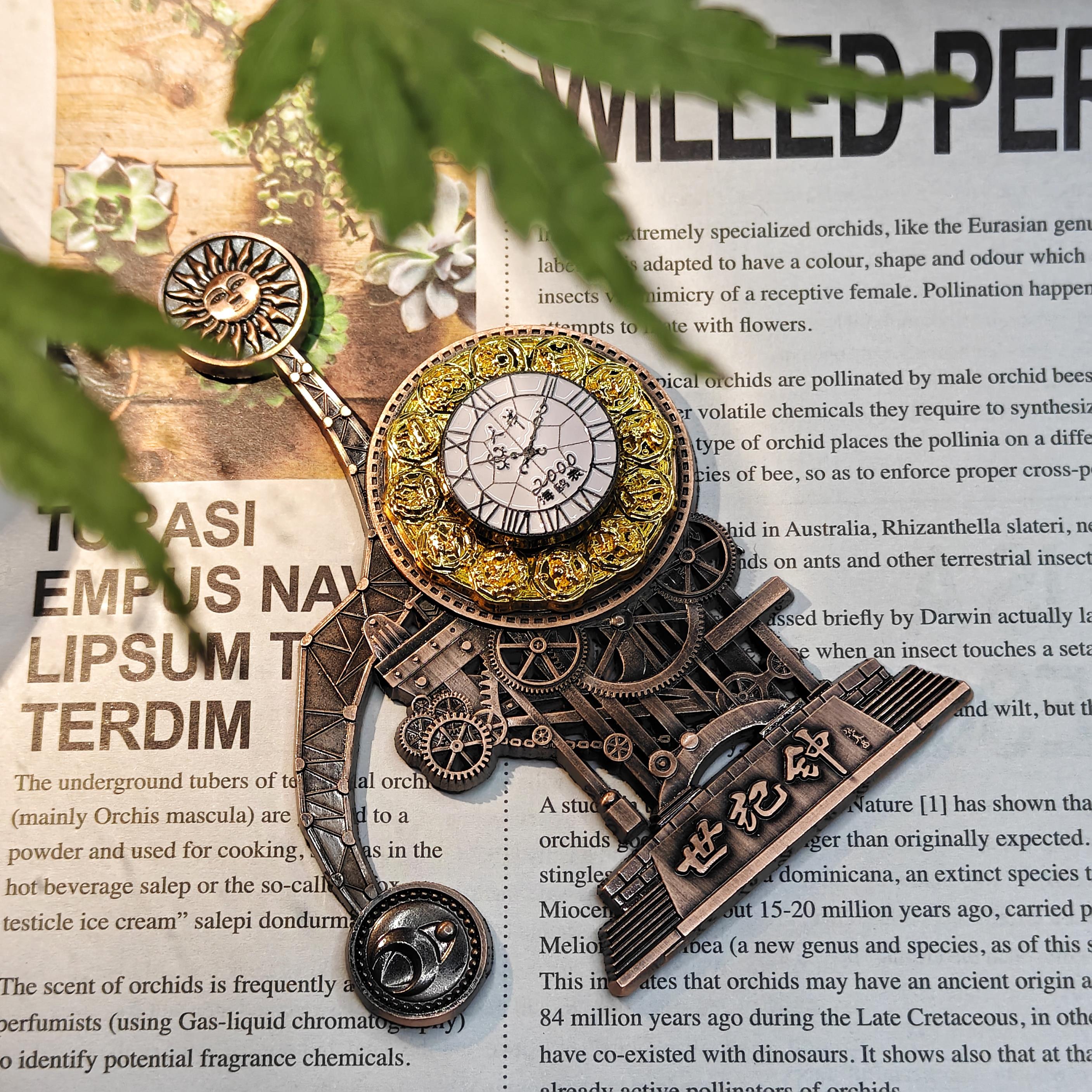 天津海鸥博物馆文创 金属旋转世纪钟冰箱贴 旅游纪念品收藏伴手礼