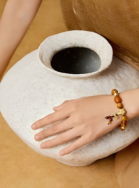 BYROOTS/抱树新品果系列得福藏香珠手串黄金檀木蜜蜡手链生日礼物