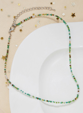 韩版甜美多巴胺小米珠串珠项链