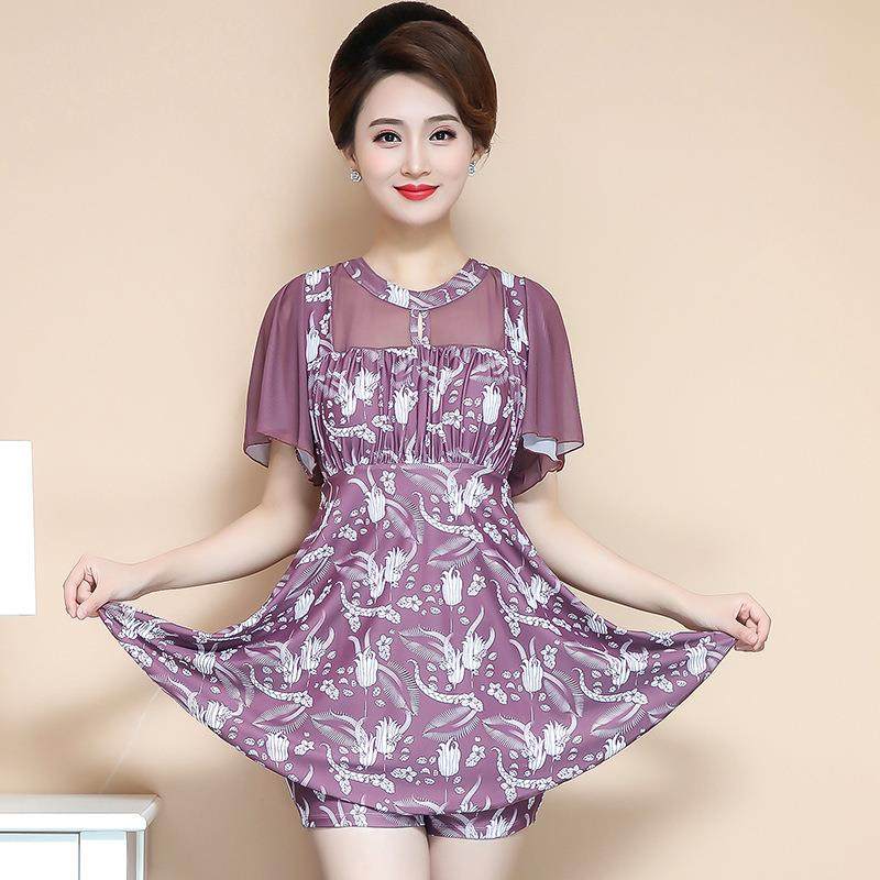 海波特妈妈泳衣中老年女保守遮肚显瘦连体裙式温泉款大码老人泳装,淘宝优惠券,粉丝福利购,淘宝优惠卷