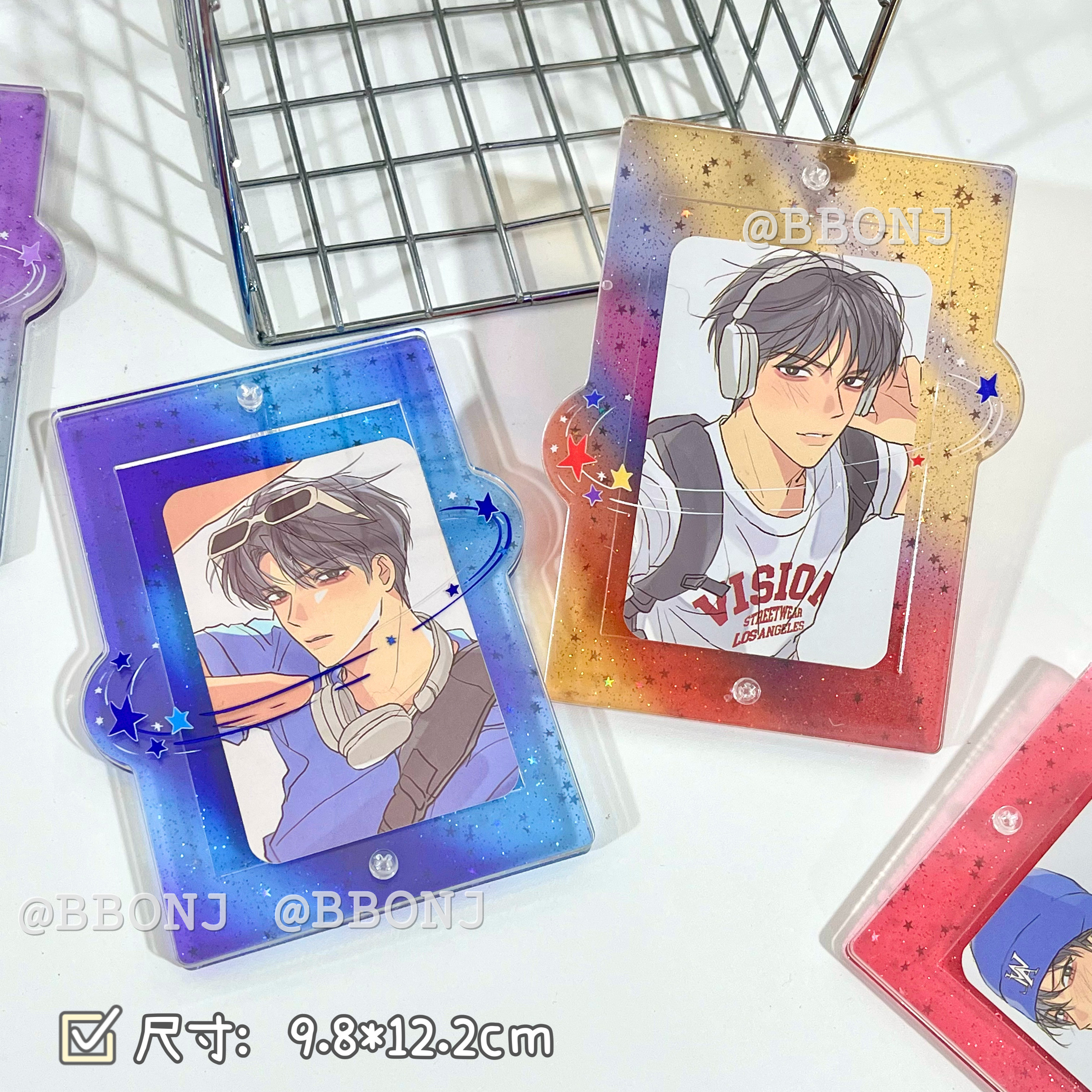 星光幻境渐变闪粉亚克力插卡立牌3寸小卡相框小卡展示周边谷美,淘宝优惠券,粉丝福利购,淘宝优惠卷