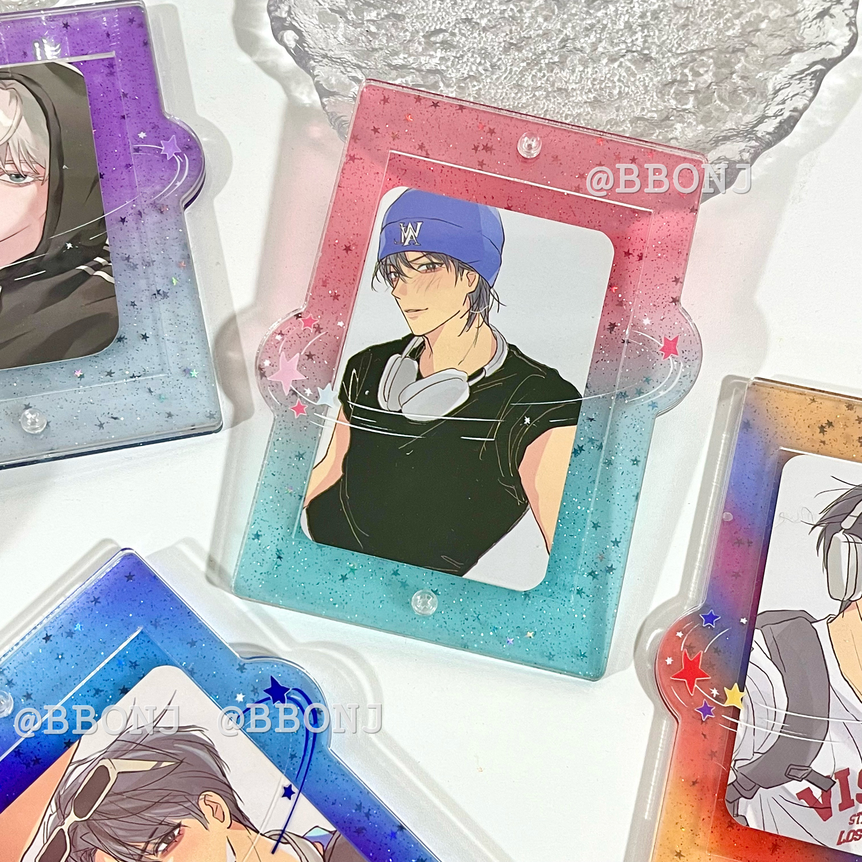 星光幻境渐变闪粉亚克力插卡立牌3寸小卡相框小卡展示周边谷美,淘宝优惠券,粉丝福利购,淘宝优惠卷