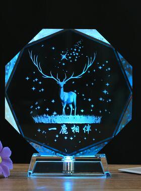 国庆节照片文字定制创意女生水晶摆件卧室桌面装饰品生日礼物儿童