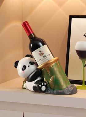 熊猫文创上升酒架摆件入口大厅客厅酒柜摆件触手可及奢华高端礼品