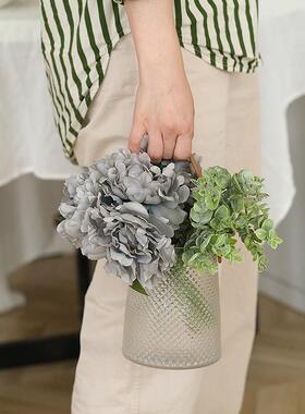 桌面仿真花 餐厅花器摆件 提手花瓶 创意花艺装饰品 写真拍摄道具