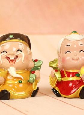 土地公土地婆供奉神像佛像摆件店铺开业福德正君地主财神爷装饰品