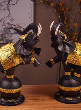 泰国大象站立幸运大象饰装品东南风格客厅装饰工艺品办桌公亚室面