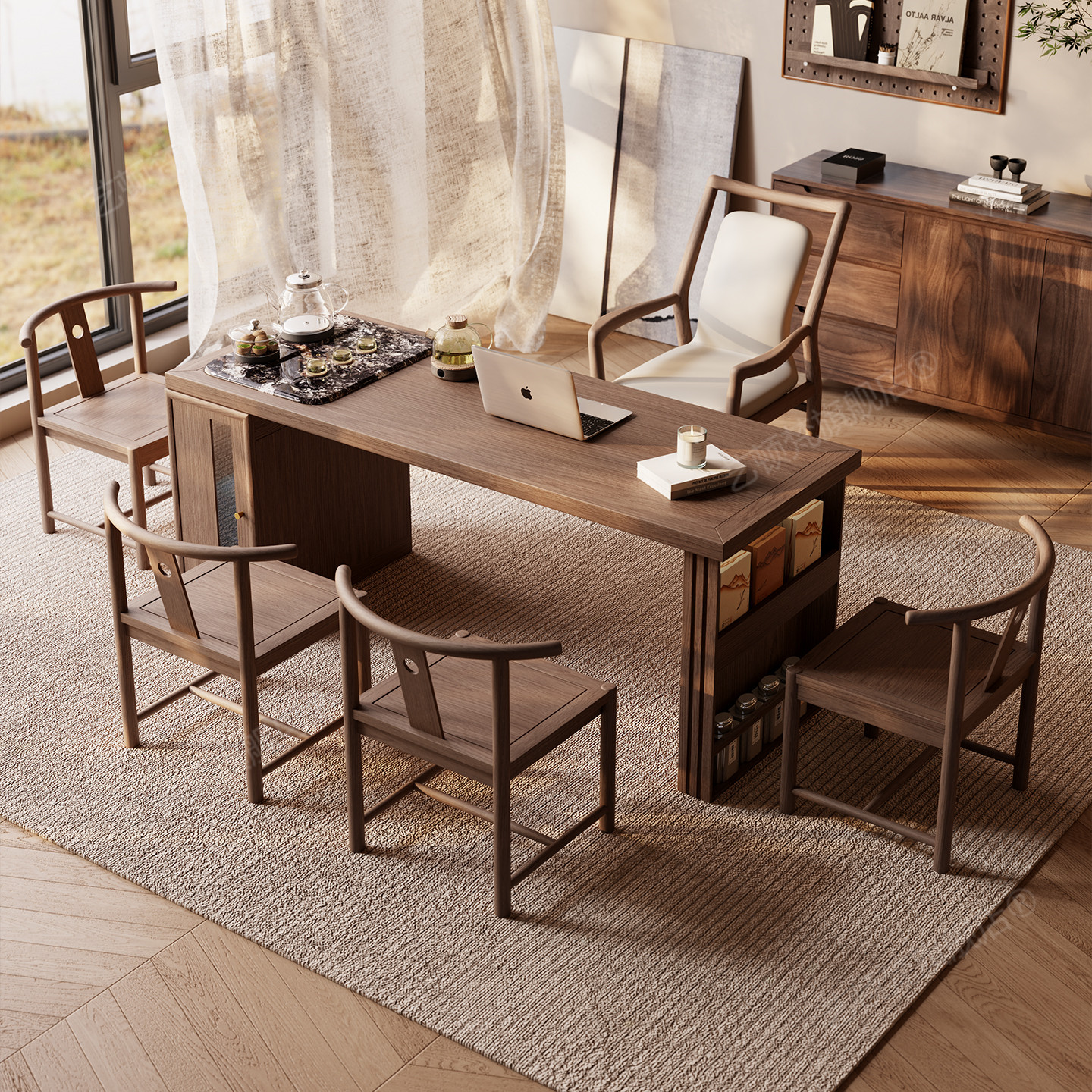 白蜡木茶桌椅组合现代高级感办公室茶台一体阳台实木小茶桌泡茶台,淘宝优惠券,粉丝福利购,淘宝优惠卷