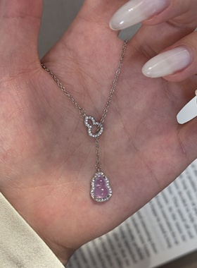 S925纯银紫玉葫芦轻奢小众项链女