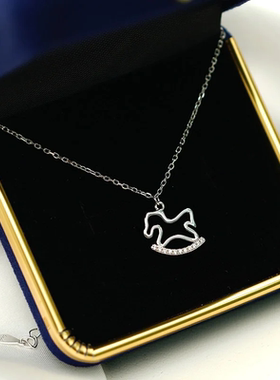S925纯银轻奢小众木马项链女
