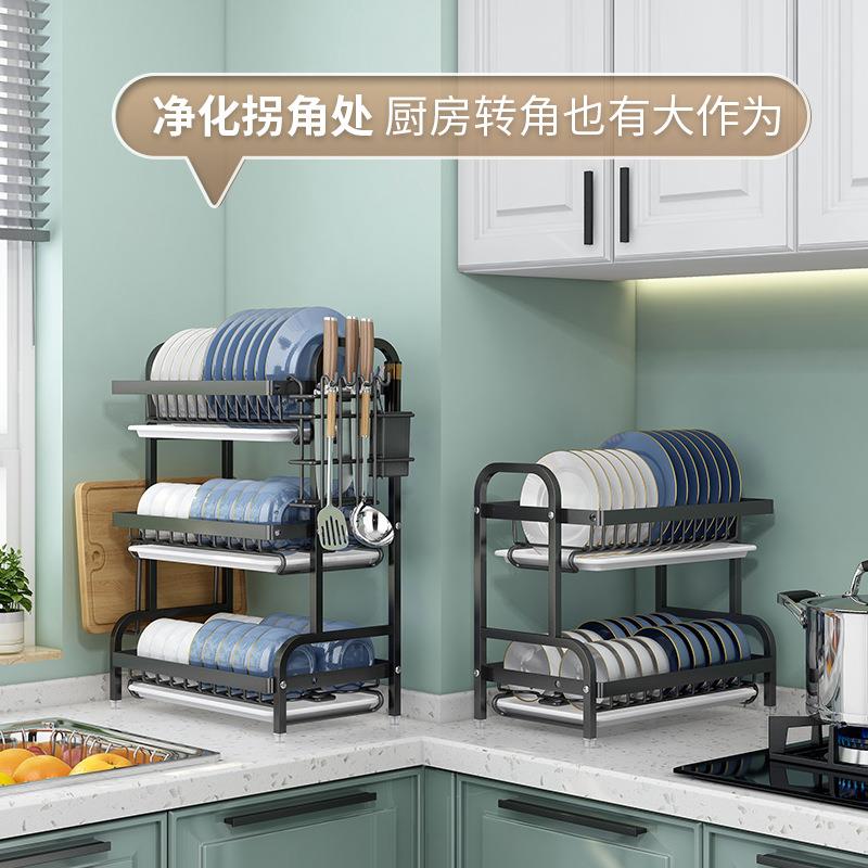 厨房多功能置物架多层台面碗盘沥水架碗架家用碗柜碗筷收纳架碗架 - 图1