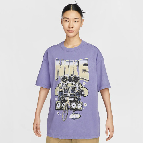 滔搏NIKE耐克女子OVERSIZE风针织上衣运动休闲短袖T恤HF9692-010 - 图1