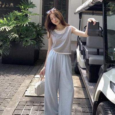 2026新款慵懒休闲风宽松肌理感阔腿裤奶芙山本裤有口袋mh