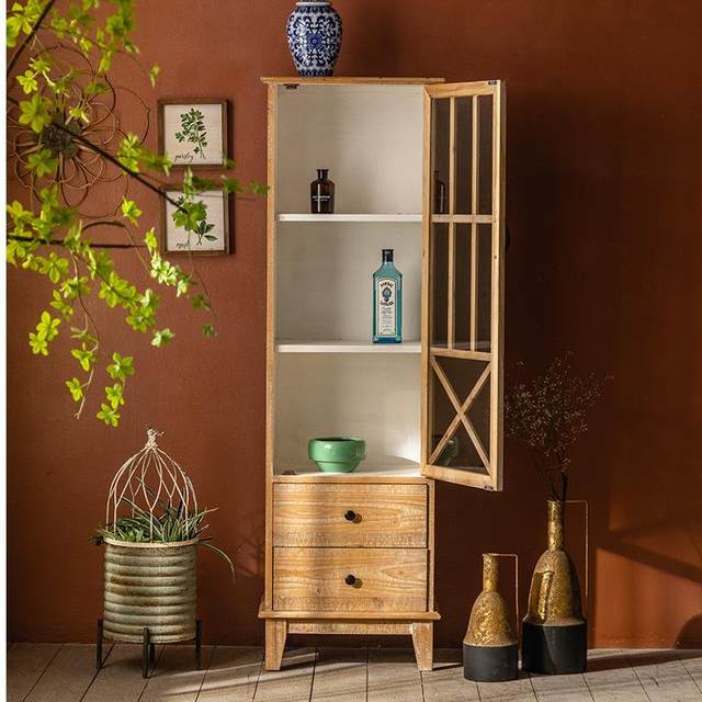 American retro solid wood side cabinet B&B living room bedroom storage cabinet model room entrance entrance cabinet dining cabinet side cabinet
