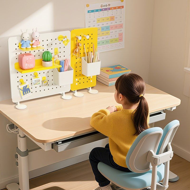 桌面洞洞板置物架免打孔儿童学习书桌办公工位挡板立式金属收纳架,淘宝优惠券,粉丝福利购,淘宝优惠卷