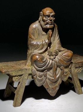 农村回流老物件达摩祖师佛像紫铜板凳佛老铜像古董旧货摆件收藏