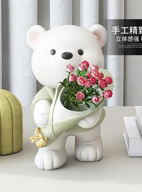 创意花瓶摆件桌面客厅电视柜酒柜餐桌插花器卡通熊办公桌装饰礼品