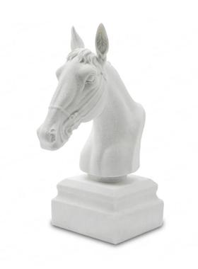 现代简约汉白玉动物马摆件样板房家居陈设玄关软装饰品工艺品摆设