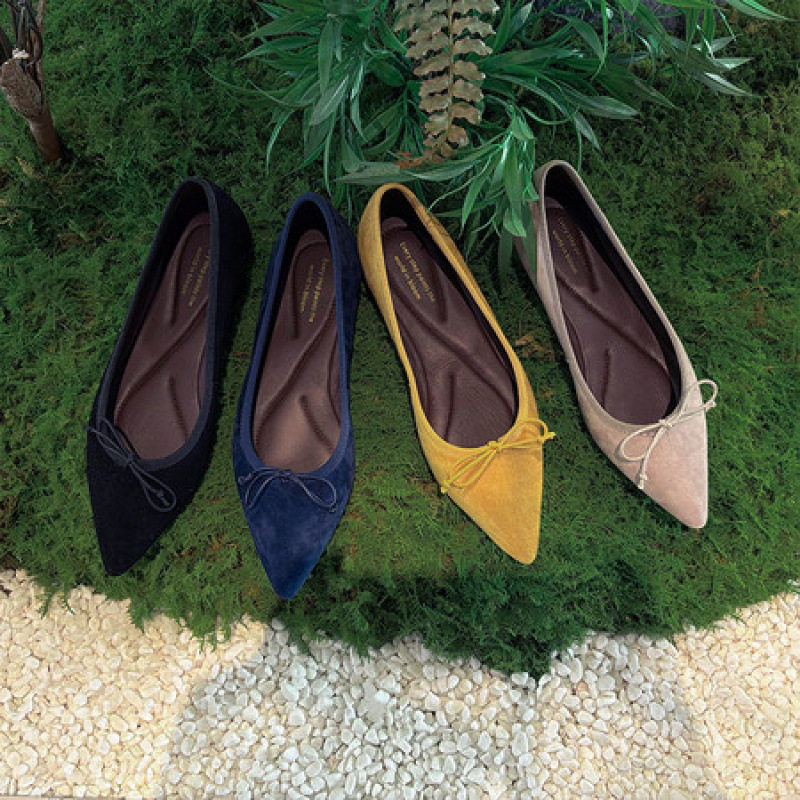 2025新款羊皮尖头蝴蝶结浅口单鞋女内增高复古时尚百搭舒适平底鞋,淘宝优惠券,粉丝福利购,淘宝优惠卷