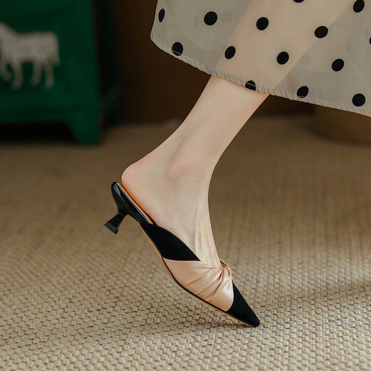 夏季法式小香风包头半拖鞋女外穿气质休闲尖头小猫跟懒人鞋穆勒鞋,淘宝优惠券,粉丝福利购,淘宝优惠卷