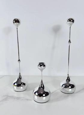 北欧金属水滴烛台摆件简约样板房客厅创意艺术软装饰品