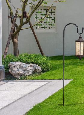 跨境亚马逊牧羊钩铁制金属工艺品挂钩庭院灯户外草坪花园地插挂钩