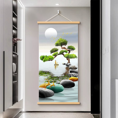 简约现代家和富贵走廊尽头挂画竖版玄关壁画客厅背景墙过道装饰画 - 图1