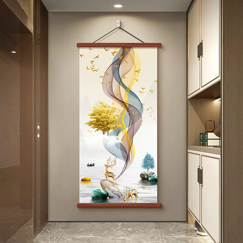 简约现代家和富贵走廊尽头挂画竖版玄关壁画客厅背景墙过道装饰画 - 图0