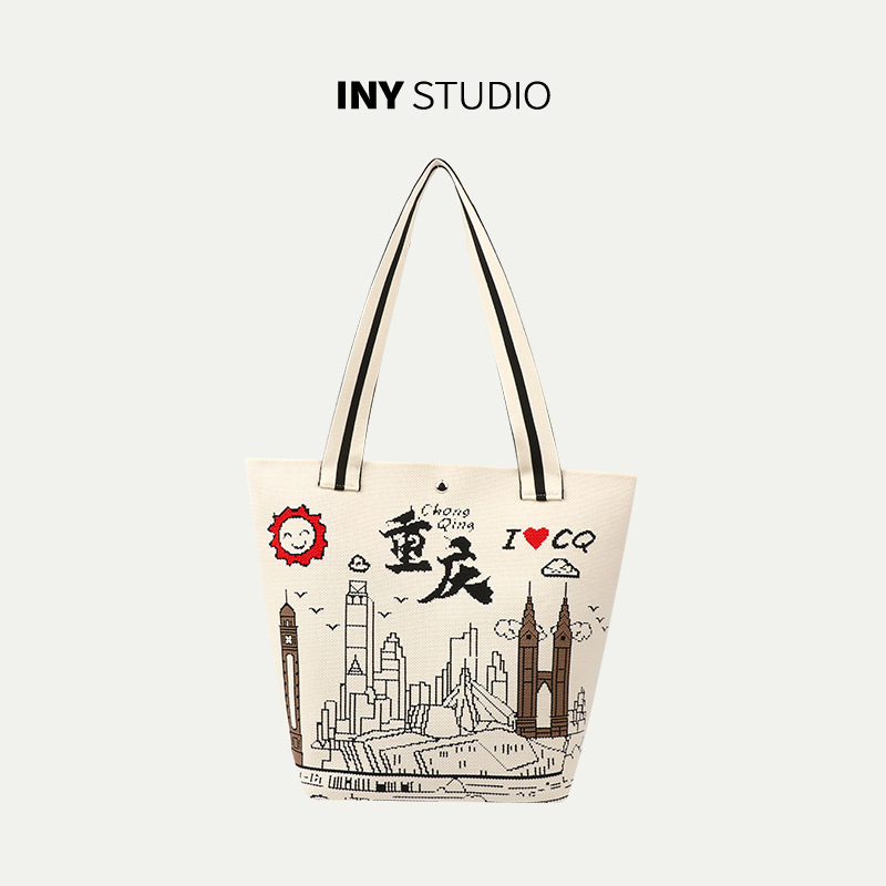 旅游纪念品熊猫编织包托特包单肩包成都网红景点文创周边伴手礼袋 - 图2
