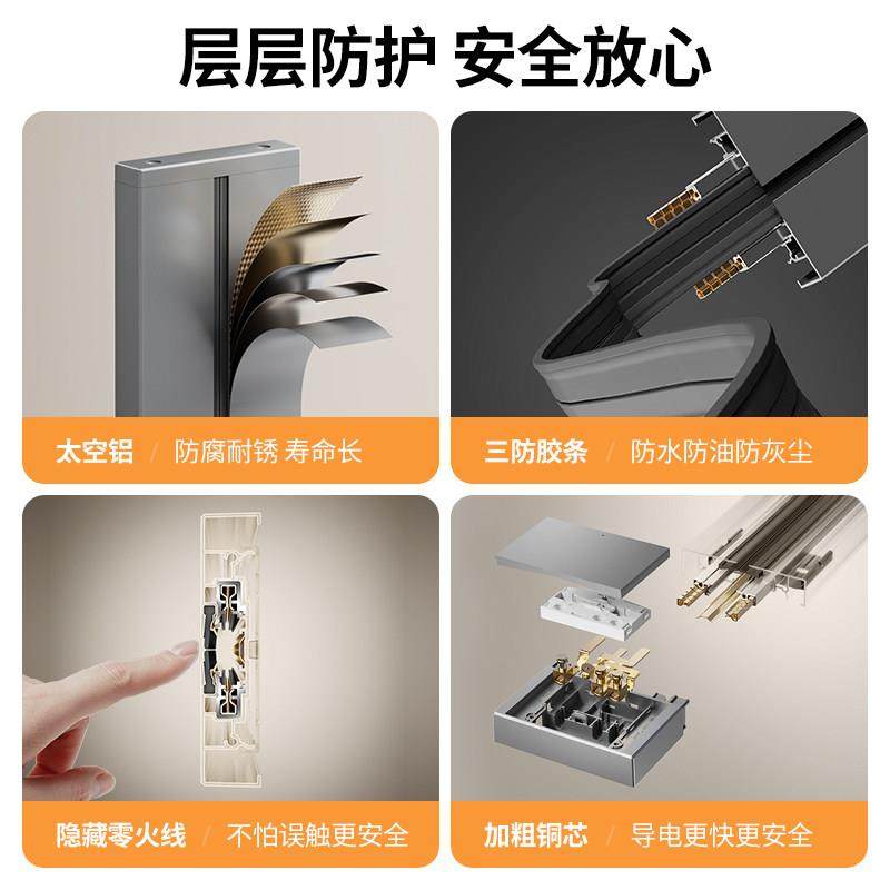 国际电工轨道插座带开关家用厨房餐边柜明装滑动移动电力导轨插排,淘宝优惠券,粉丝福利购,淘宝优惠卷