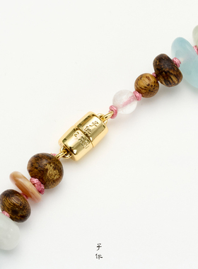 子休沉香粉水晶海蓝宝项链送礼