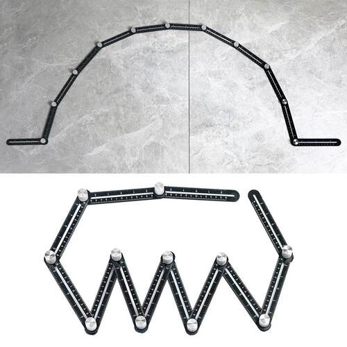 现货瓷砖开孔定位多功能尺器瓦工神器万向贴合金铝工具折折叠铺六 - 图2