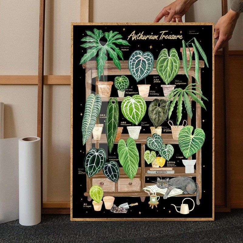 在清新的风绿色植物钻石画充满钻石手工艺术创意砌体刺绣十字绣莱,淘宝优惠券,粉丝福利购,淘宝优惠卷