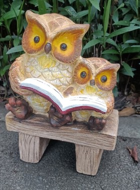 猫头鹰看书动物草坪庭院露台户A外景观园艺摆件可爱幼儿园雕塑布