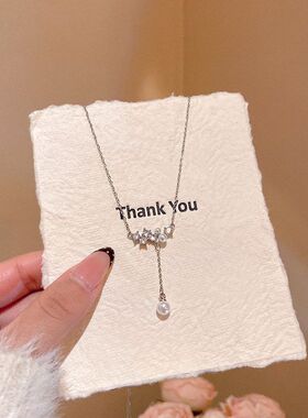 锁骨设计ins流苏轻奢珍珠链项链