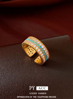 复古锆石手饰vintage戒轻奢高级感中古小众超闪时尚精致食指戒指