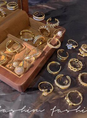 戒指锆石复古镶风微女饰品批发