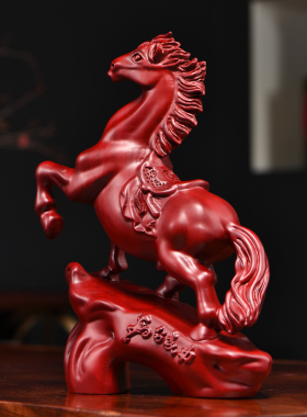 红花梨木雕马摆件实木p新中式马到成功家居客厅办公桌面装饰工艺