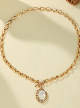 VITARING椭圆贝母吊坠项链希腊