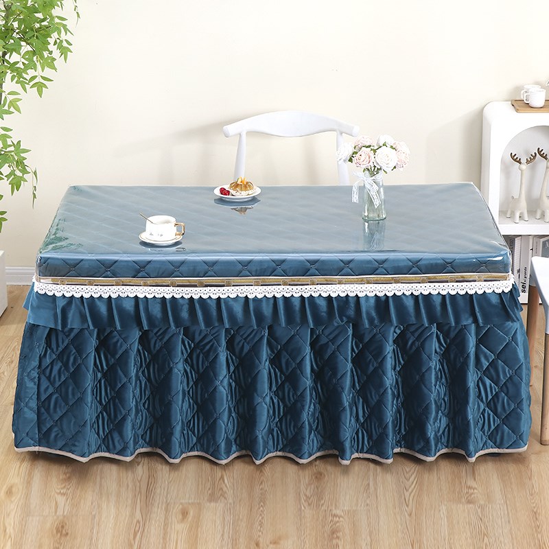 透明桌罩PVC长方形防水防油耐高温电G炉烤火桌布包角垂边简约皮罩 - 图1