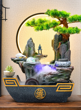 假山流水摆件循环水景装饰客厅茶室办公室生财风水轮开.业乔迁礼