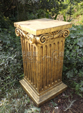 新古典可组合欧式树脂路引简约条纹罗马柱雕塑基座落W地摆件装饰