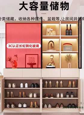 玄关柜一体靠墙入户正对门家用客厅2025新款玻璃屏风隔断柜子实木