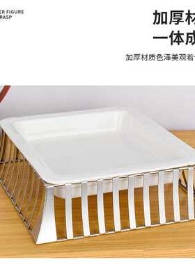 304自助餐展示台镂空陶瓷点心架面包水果蛋糕托盘甜品冷餐架带盖