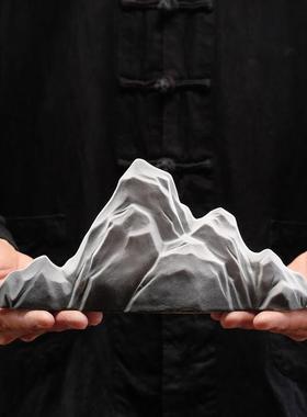 创意陶瓷假山小摆件微景观鱼缸造景玄关新中式茶桌装饰品禅意摆设