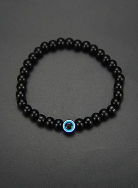 跨境欧美恶魔之眼手链6mm虎眼石地图石男女潮邪恶蓝眼睛串珠手链