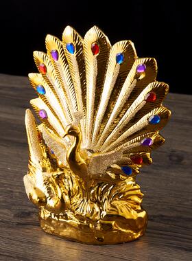 潮瓷创意孔雀陶瓷摆件电镀家居客厅装饰桌面落地开屏乔迁小工艺品