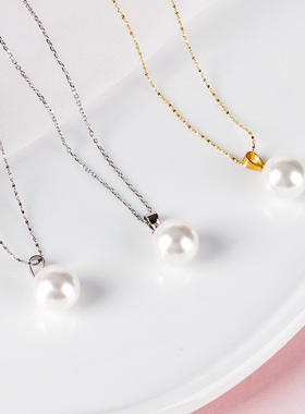 银项链珍珠吊坠女款百搭锁骨链